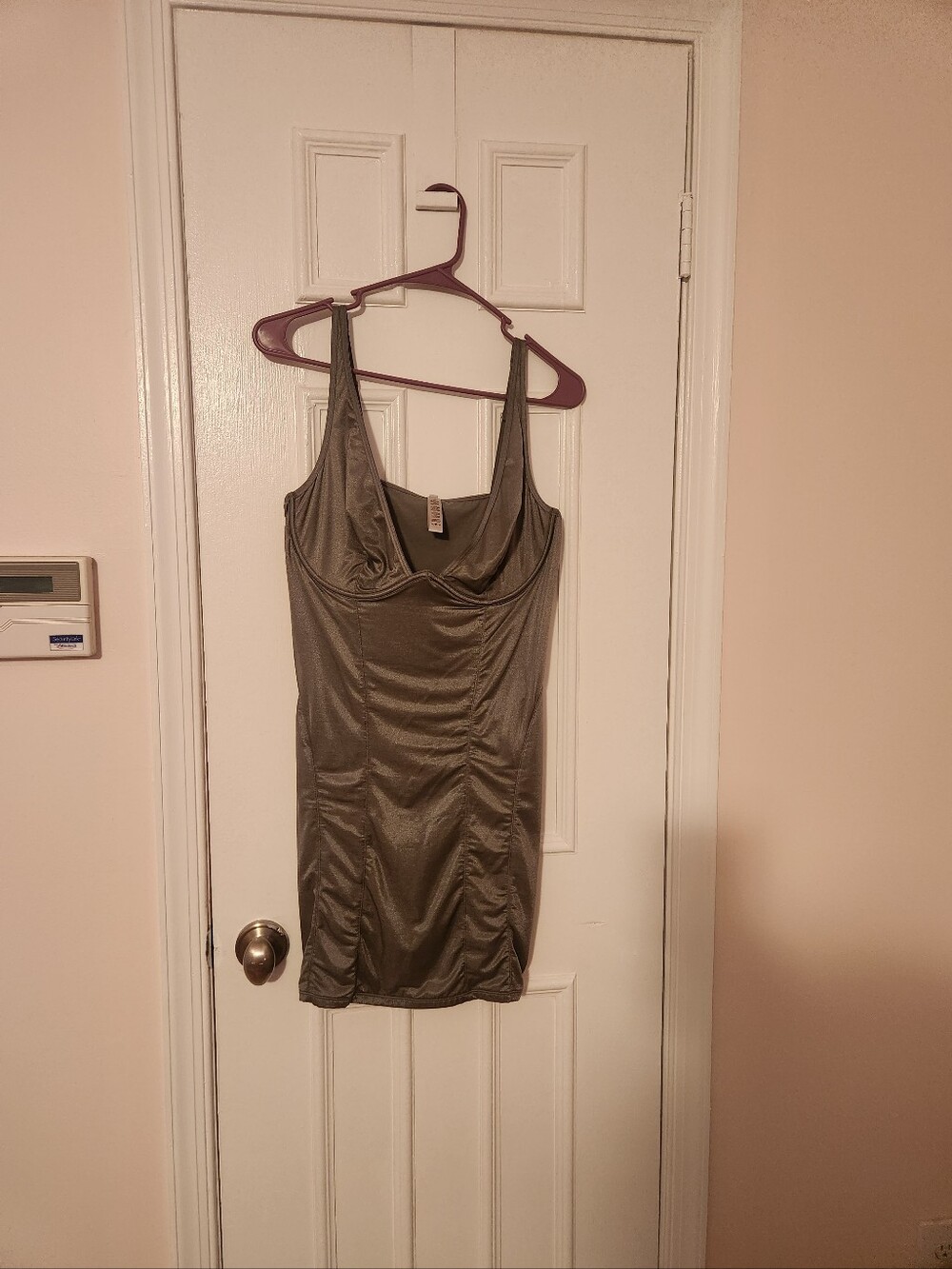 Skims Sleek Grey Satin Slip Dress